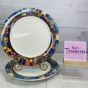 Sakura VISTA SARINA Fruit Vegetables Rim White Earthenware Dinner Plates Set 2